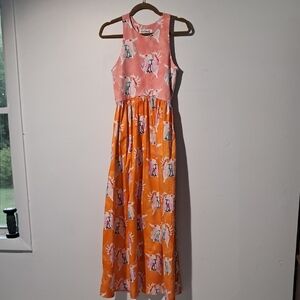Rachel Antonoff Reese Sleeveless Maxi Dress. Size Medium. Pink & Orange Printed